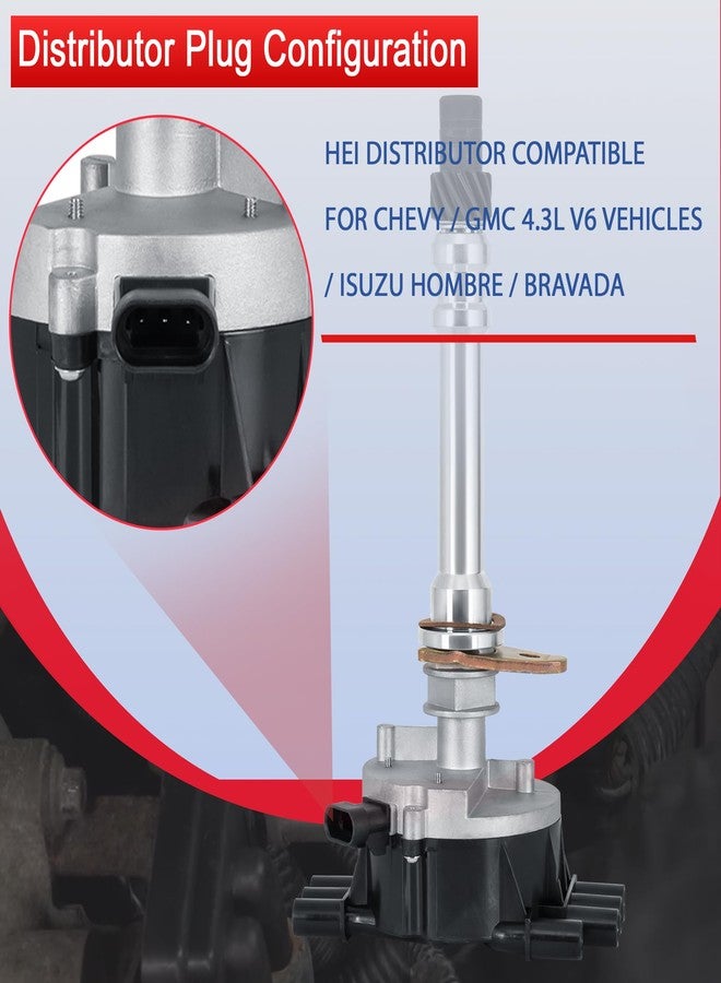 EVERESTWAY Ignition Distributor Compatible for Chevy Express Astro Blazer GMC C1500 Silverado Sierra 1500 4.3L V6 Black Cap and Rotor kit Replacement 12598210 1103417 - Image 3